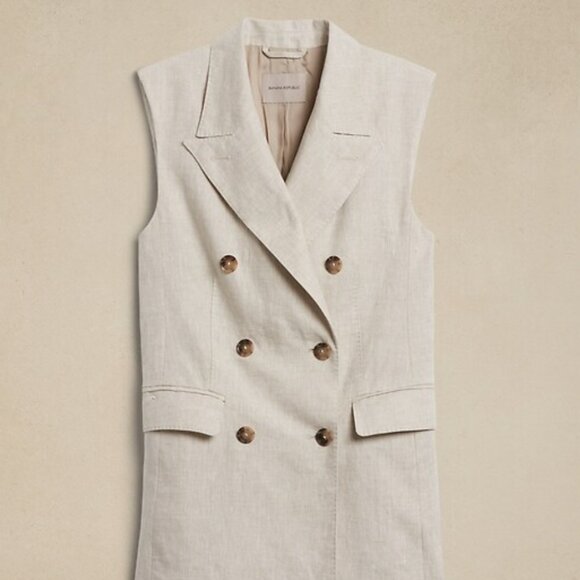 Banana Republic Palma Beige Linen Vest US 10 - Picture 1 of 4